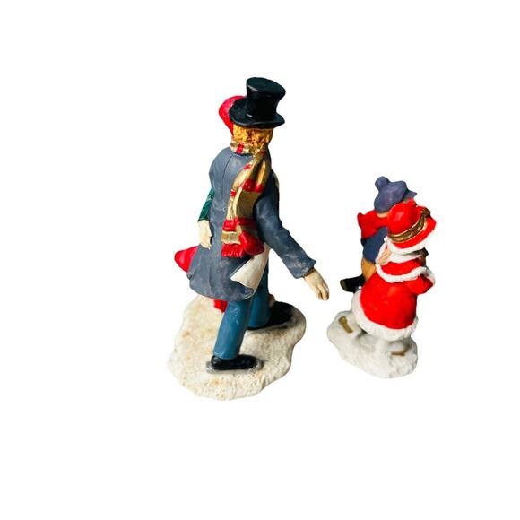 Mervyn’s Christmas Village Square 4" Boy Girl Man Woman Ice Skating Skaters 1991 - Picture 2 of 8